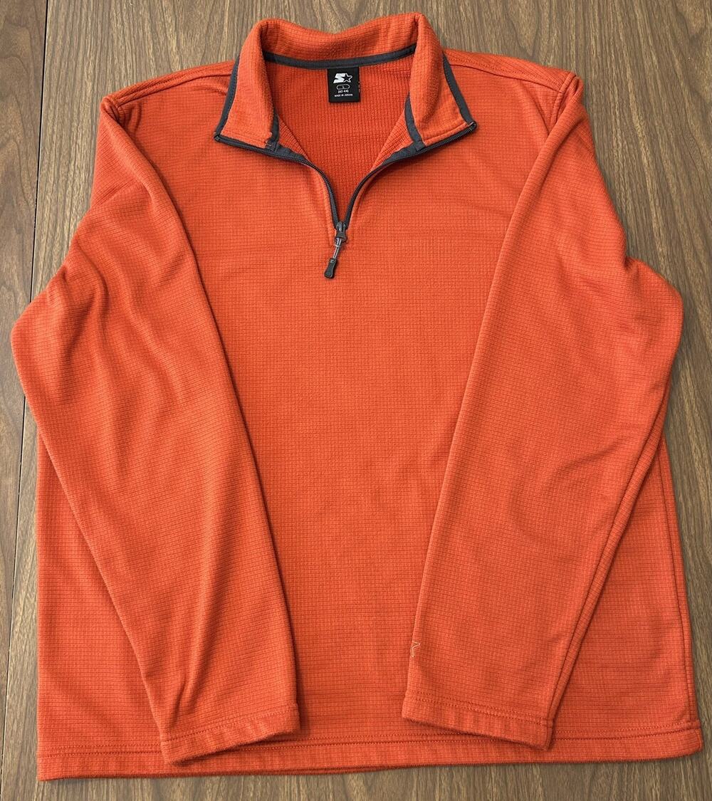 Starter 1/4-Zip Pullover, Orange with dark gray trim - L